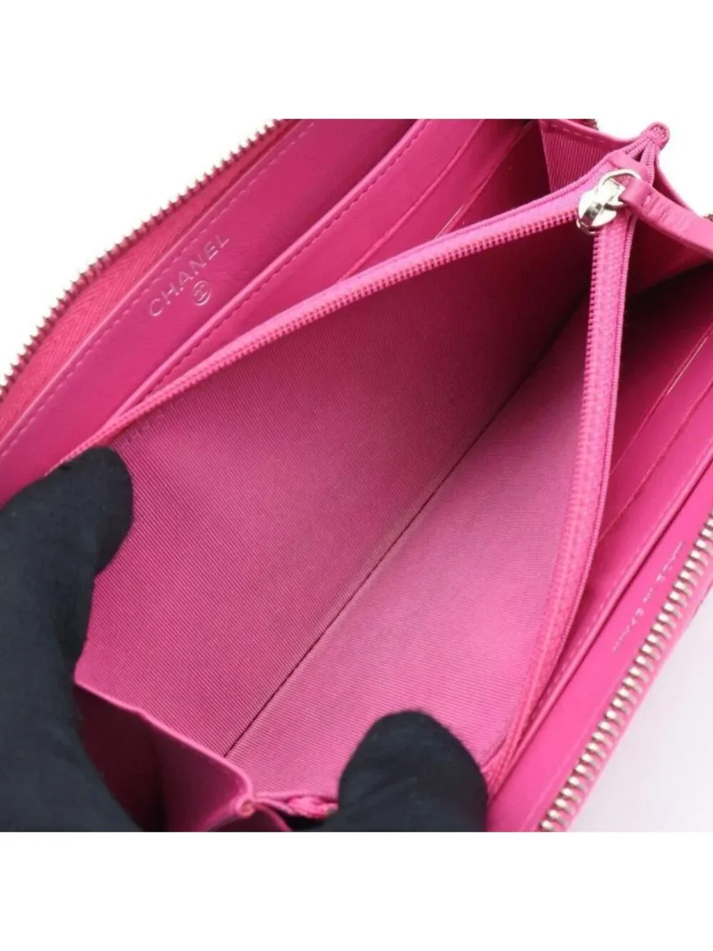 Chanel Zip Around Wallet Quilted Pink